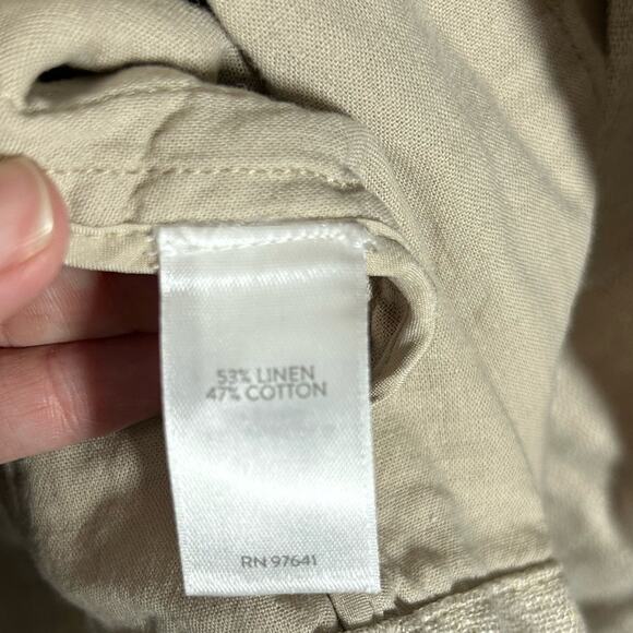 J.Jill Linen Chore Jacket Medium Petite | Lightweight Tan Beige Business Casual - Picture 11 of 13